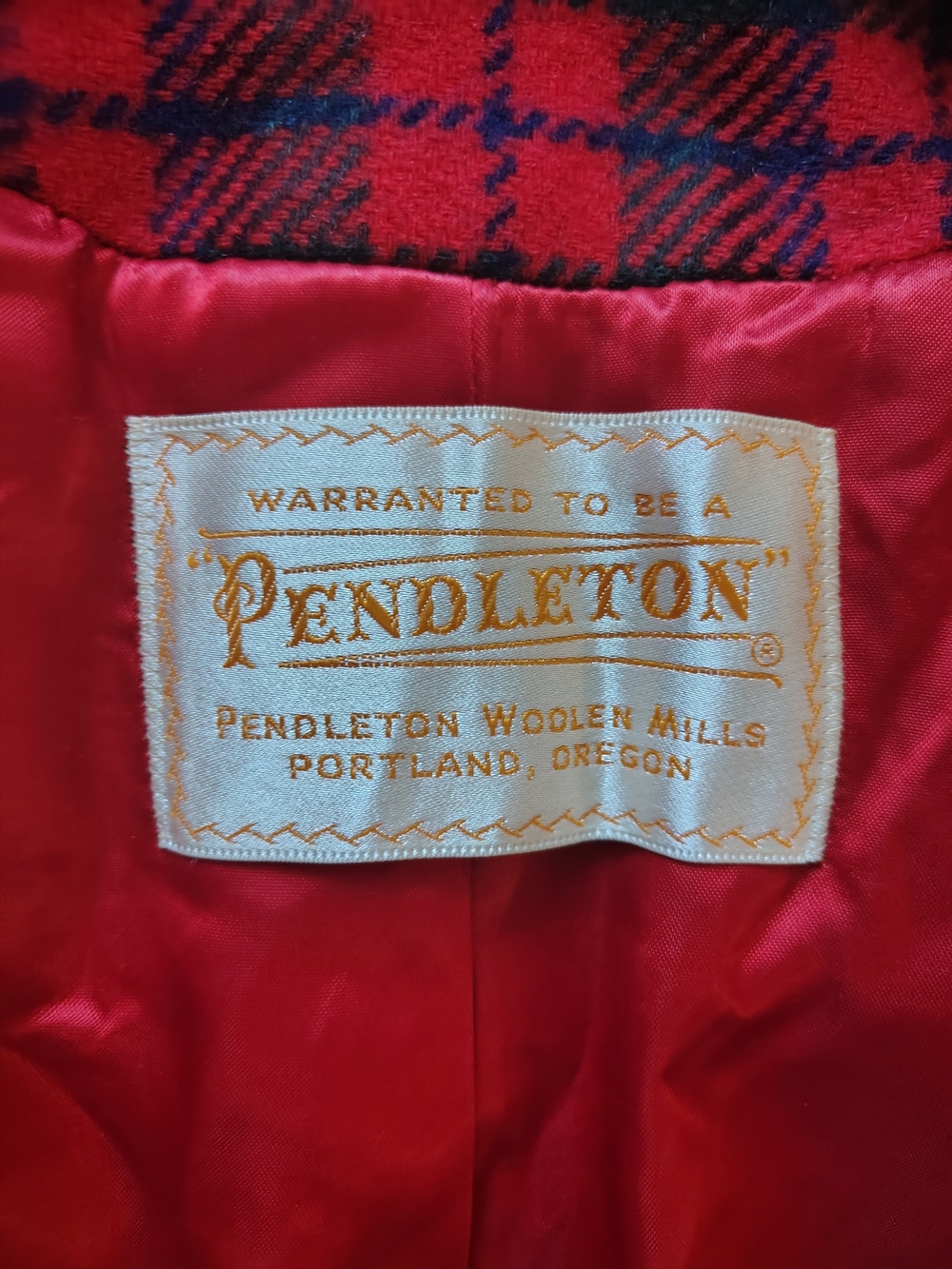 VTG Pendleton Women's Red Tartan Plaid Pure Virgin Wool Midi Pea Coat Sz 6/8 USA - Picture 12 of 12